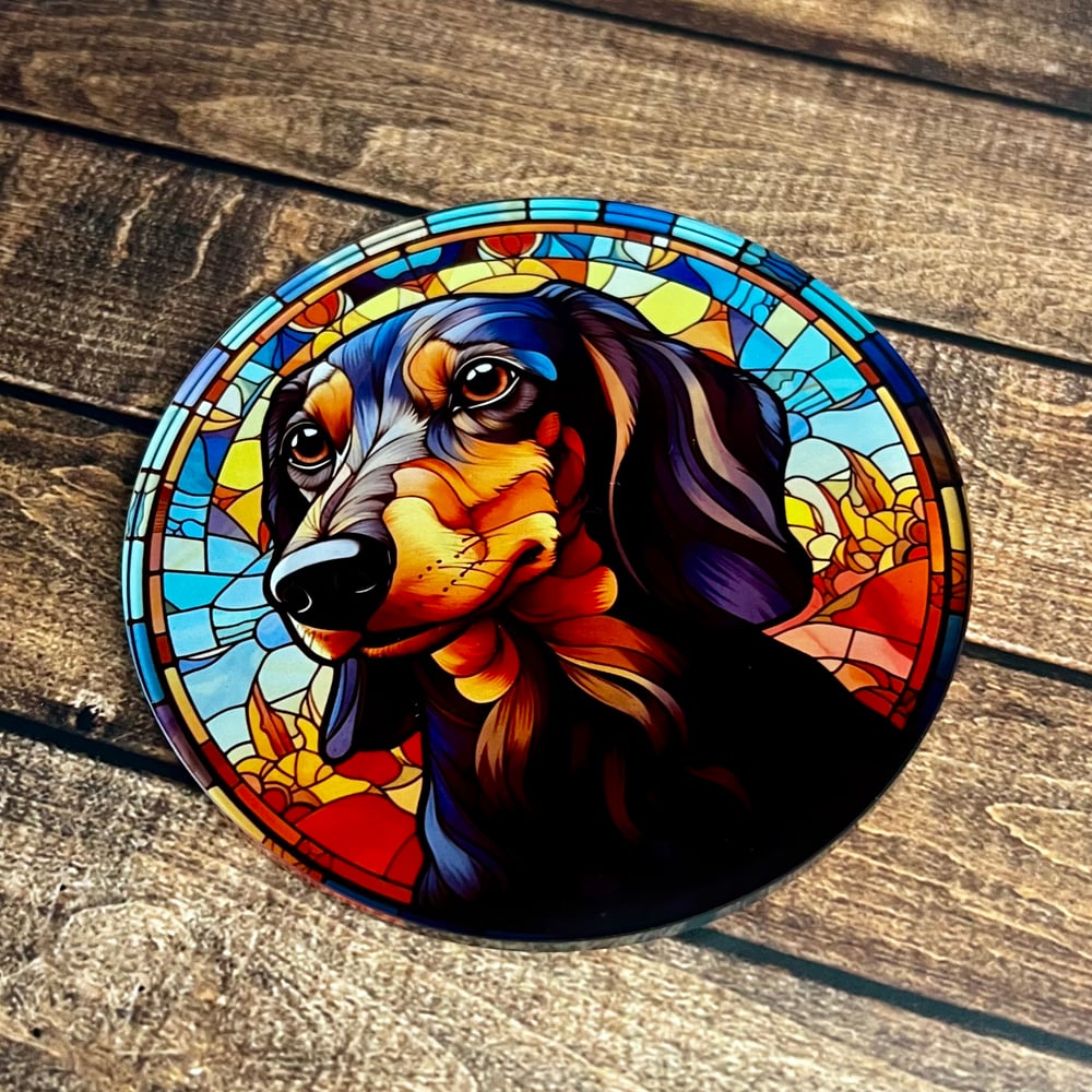 Dachshund Stained Glass Coaster