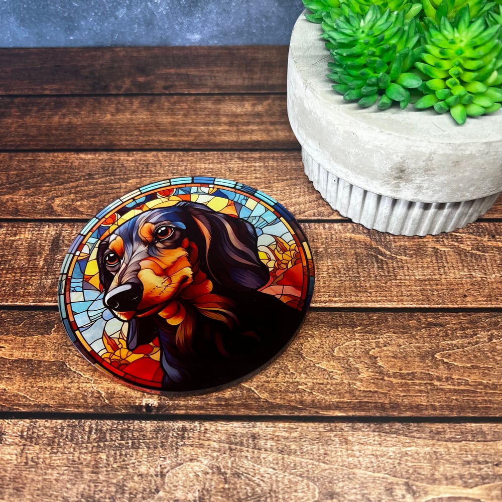 Dachshund Stained Glass Coaster