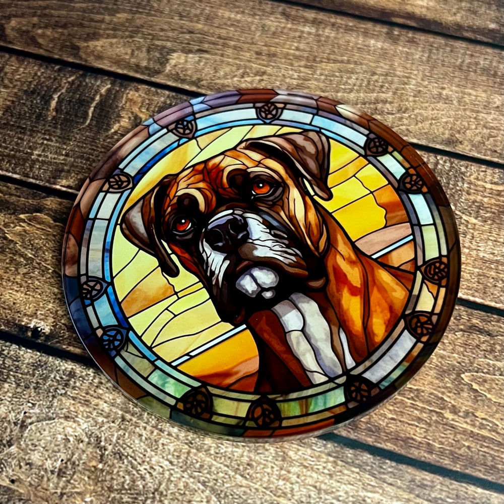 Boxer Stained Glass Coaster