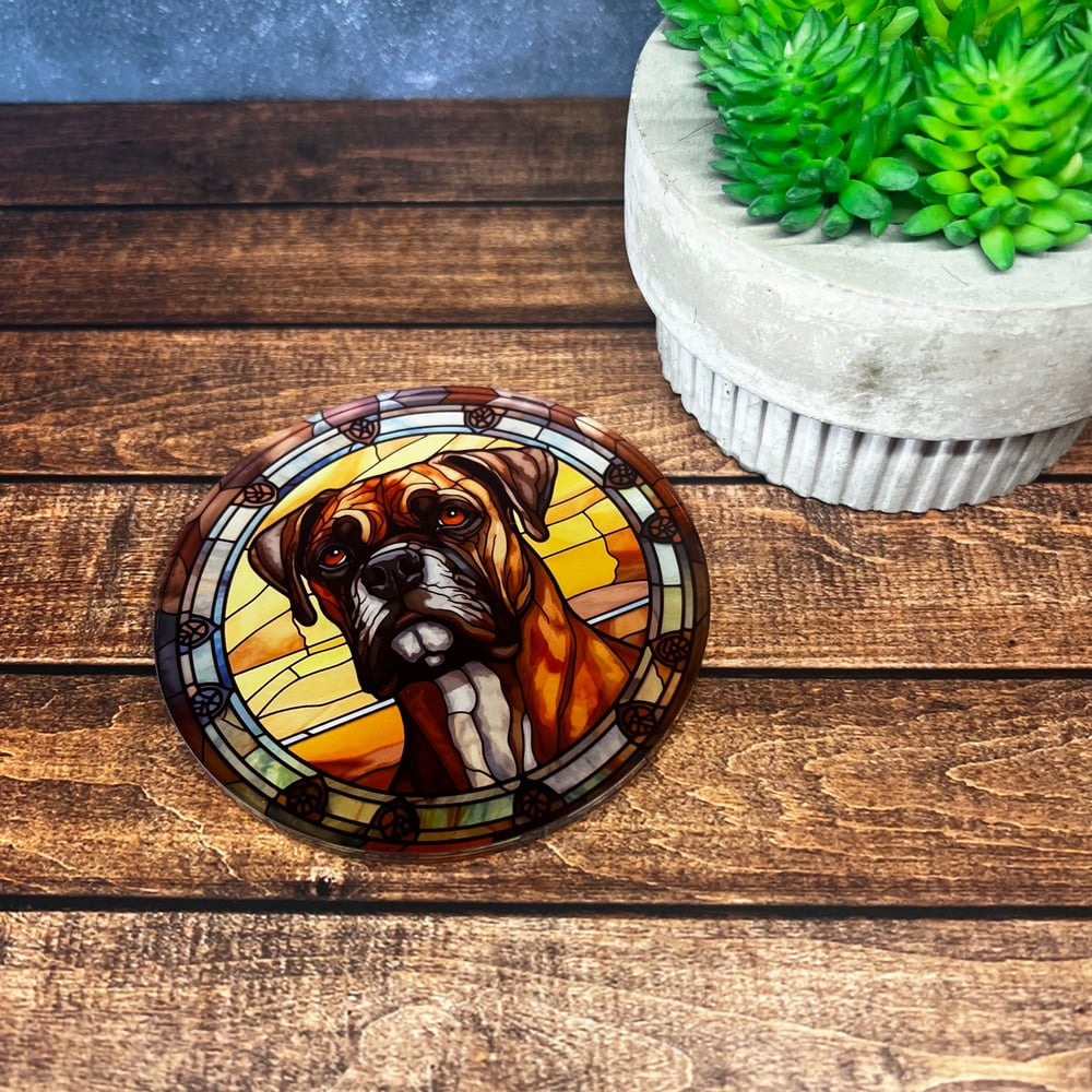 Boxer Stained Glass Coaster