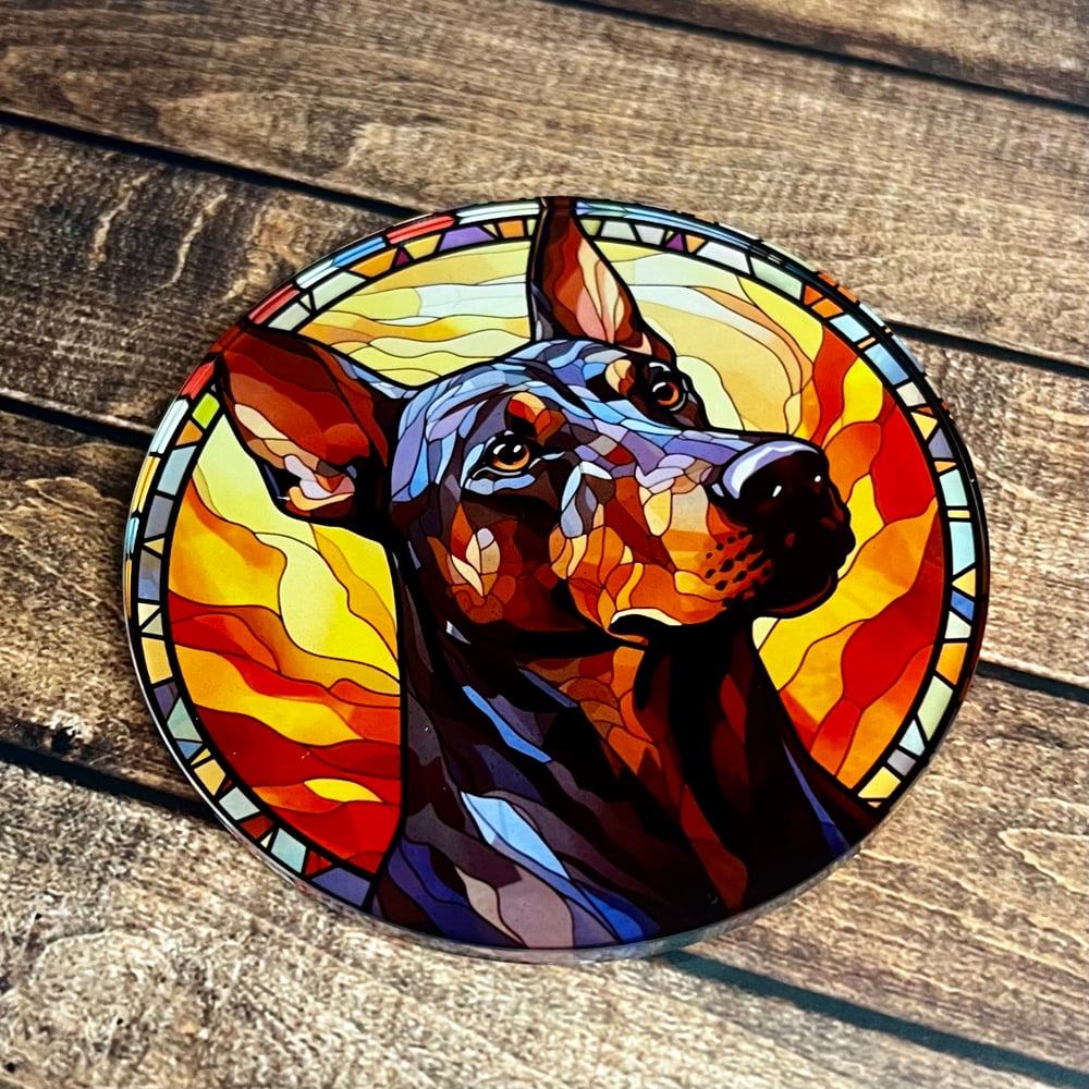 Doberman Stained Glass Coaster