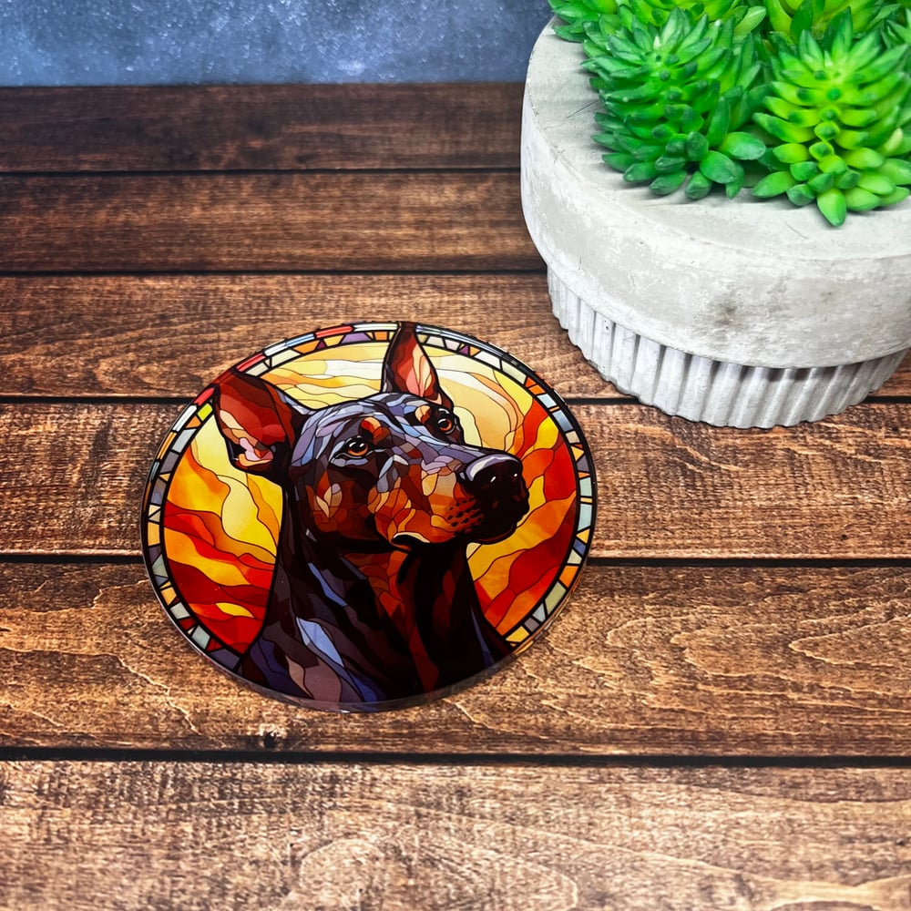 Doberman Stained Glass Coaster