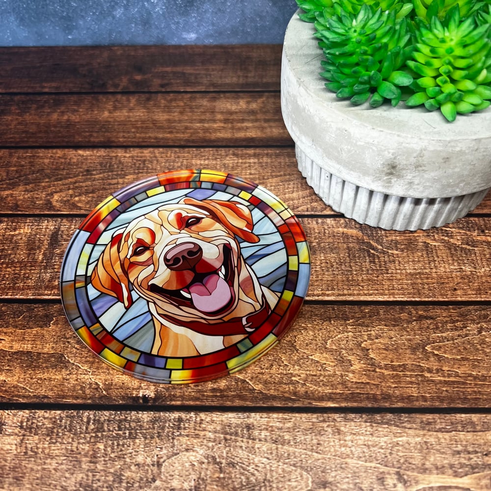 Yellow Lab Stained Glass Coaster