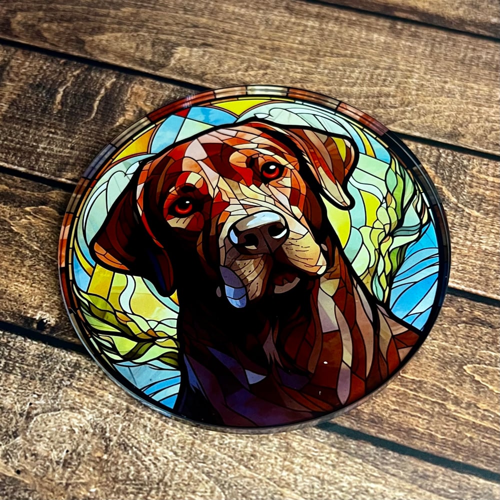 Brown Lab Stained Glass Coaster