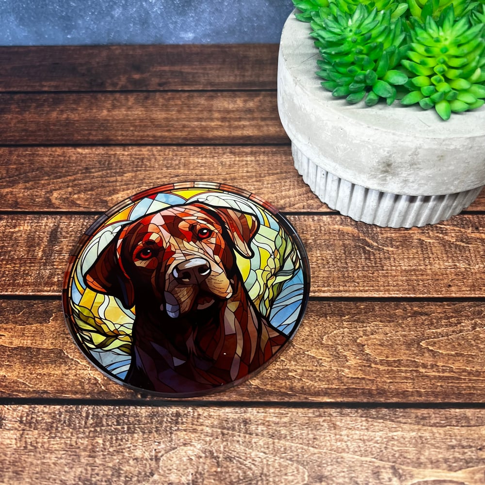 Brown Lab Stained Glass Coaster