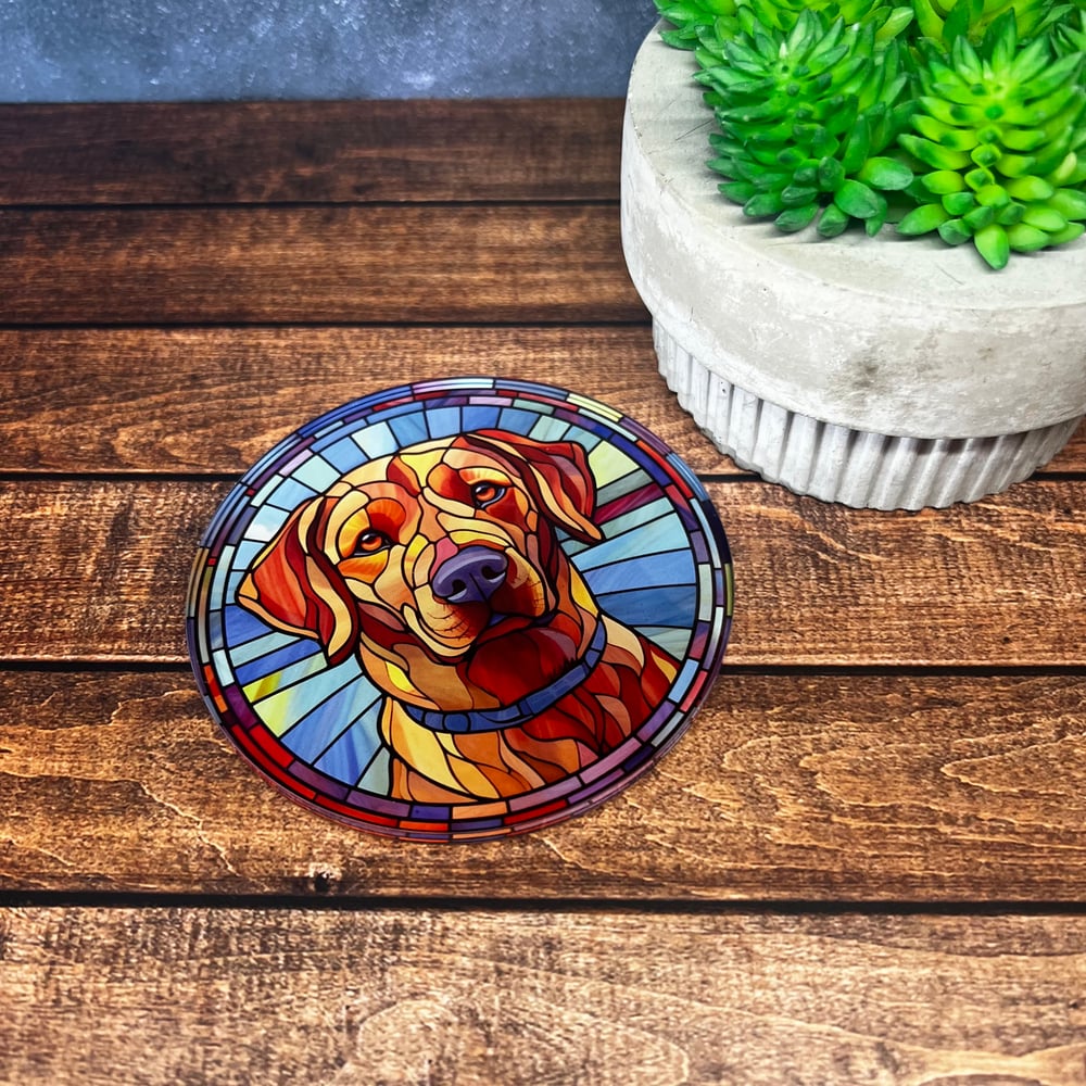 Fox Red Lab Stained Glass Coaster