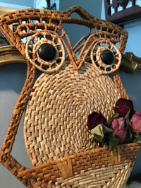 Image 3 of 1970’s Wicker Owl Hanging Wall Pocket & Mail Holder