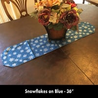Image 2 of 36" Table Runner - Snowflakes on Blue