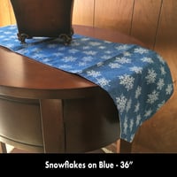 Image 1 of 36" Table Runner - Snowflakes on Blue