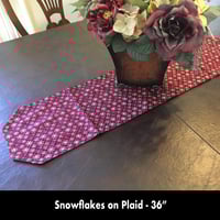 Image 2 of 36" Table Runner - Snowflakes on Plaid