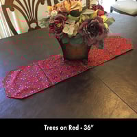 Image 2 of 36" Table Runner - Trees on Red