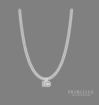 Silver XO Charm and Box Necklace