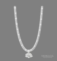 Silver Figaro Lotus Pendant Necklace