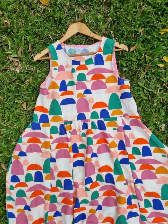 Image of PENNY DRESS in GRAPHIC SHAPES. Available in EXTRA SMALL & SMALL 