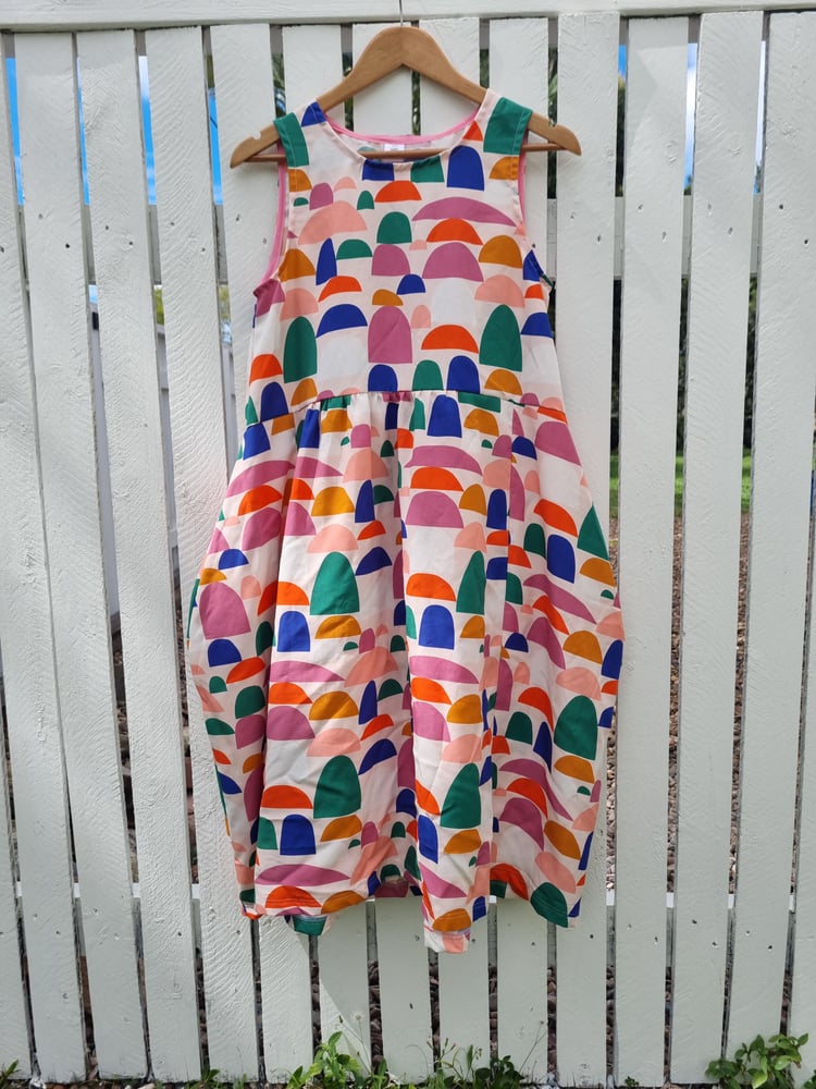 Image of PENNY DRESS in GRAPHIC SHAPES. Available in EXTRA SMALL & SMALL 