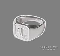 Silver Old English Letter Ring