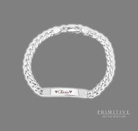 Image 1 of Silver Personalized Figaro/ Cuban Bracelet