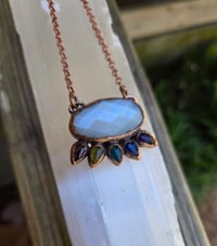 Image 3 of Electroformed White Moonstone Rainbow Brite necklace