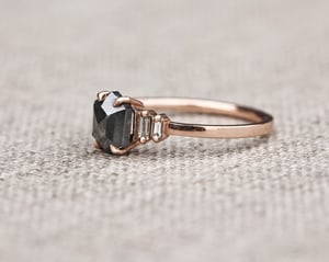 Image of 18ct Rose gold, dark grey hexagonal rose-cut diamond ring (LON229)