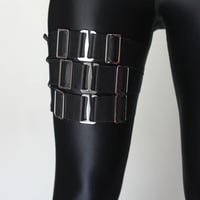 Image 2 of MADE TO ORDER - Elastic thigh garter in black satin (Size XS - XL)
