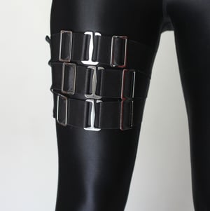 Image of MADE TO ORDER - Elastic thigh garter in black satin (Size XS - XL)