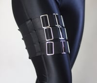 Image 3 of MADE TO ORDER - Elastic thigh garter in black satin (Size XS - XL)