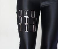 Image 1 of MADE TO ORDER - Elastic thigh garter in black satin (Size XS - XL)