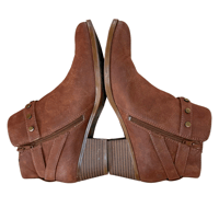 Image 3 of Naturalizer Wilda Brown Flat Studded Ankle Boots with Buckle -Size 9.5