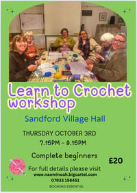 Image 1 of Learn to Crochet workshop at Sandford village hall Thursday October 3rd 7.15-9.15pm