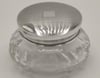 Antique Crystal Vanity Powder Jar Sterling Silver Lid Hallmarked 1929