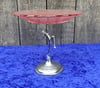 Art Deco 1930's Salmon Pink Glass Fruit Bowl On Chrome Figurine And Base