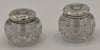 Antique Sterling Silver Vanity Cut Glass Jar Set Hallmarked 1900's