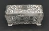 Edwardian Cut Glass Trinket Box Silver Lid Williams Adams Ltd Birmingham 1918