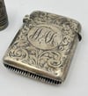 Victorian Sterling Silver Vesta Case Foliate Design Hallmarked Birmingham 1897