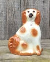 Vintage Hand Painted Staffordshire Mantle Dog With Glass Eyes