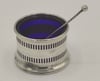 Antique Sterling Silver Salts With Cobalt Blue Liner And Silver Spoon 1925