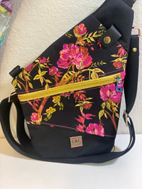 Image 1 of Fuchsia Floral & Black Traveler Sling