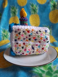Image 1 of Knitted Cake Slices - Rainbow, Neon, Funfetti, Checkerboard, and Vampire Drips Now Available!