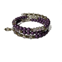 Image 3 of OOAK  Multi loop Fire Polished Czech Glass Beaded Memory Wire Bracelet /Antique Bronze accented