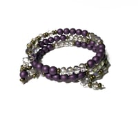 Image 6 of OOAK  Multi loop Fire Polished Czech Glass Beaded Memory Wire Bracelet /Antique Bronze accented