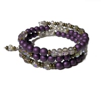 Image 7 of OOAK  Multi loop Fire Polished Czech Glass Beaded Memory Wire Bracelet /Antique Bronze accented