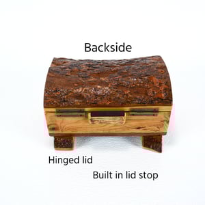 Image of Cherry Wood with Walnut Bottom Rustic Keepsake Box, Cherry Bark wood lid, Rustic Home Decor