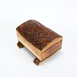 Image of Cherry Wood with Walnut Bottom Rustic Keepsake Box, Cherry Bark wood lid, Rustic Home Decor