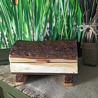 Image 1 of Cherry Wood with Walnut Bottom Rustic Keepsake Box, Cherry Bark wood lid, Rustic Home Decor