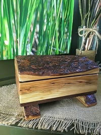 Image 3 of Cherry Wood with Walnut Bottom Rustic Keepsake Box, Cherry Bark wood lid, Rustic Home Decor