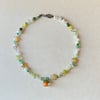 persimmon glass star green necklace