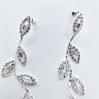 Image 3 of Elegant Leaf Drop Earrings with Rhinestones in silver