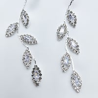 Image 1 of Elegant Leaf Drop Earrings with Rhinestones in silver
