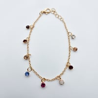 14K Gold-Plated Multi-Coloured Rhinestone Chain Bracelet