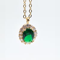 Image 2 of 18K Gold-Plated Emerald Pendant Necklace | May Birthstone
